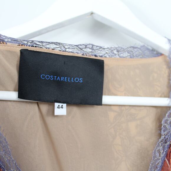 Costarellos Frill Ruffle Tiered Dress Bohemian Cottagcore Paisley Patches - Picture 12 of 13